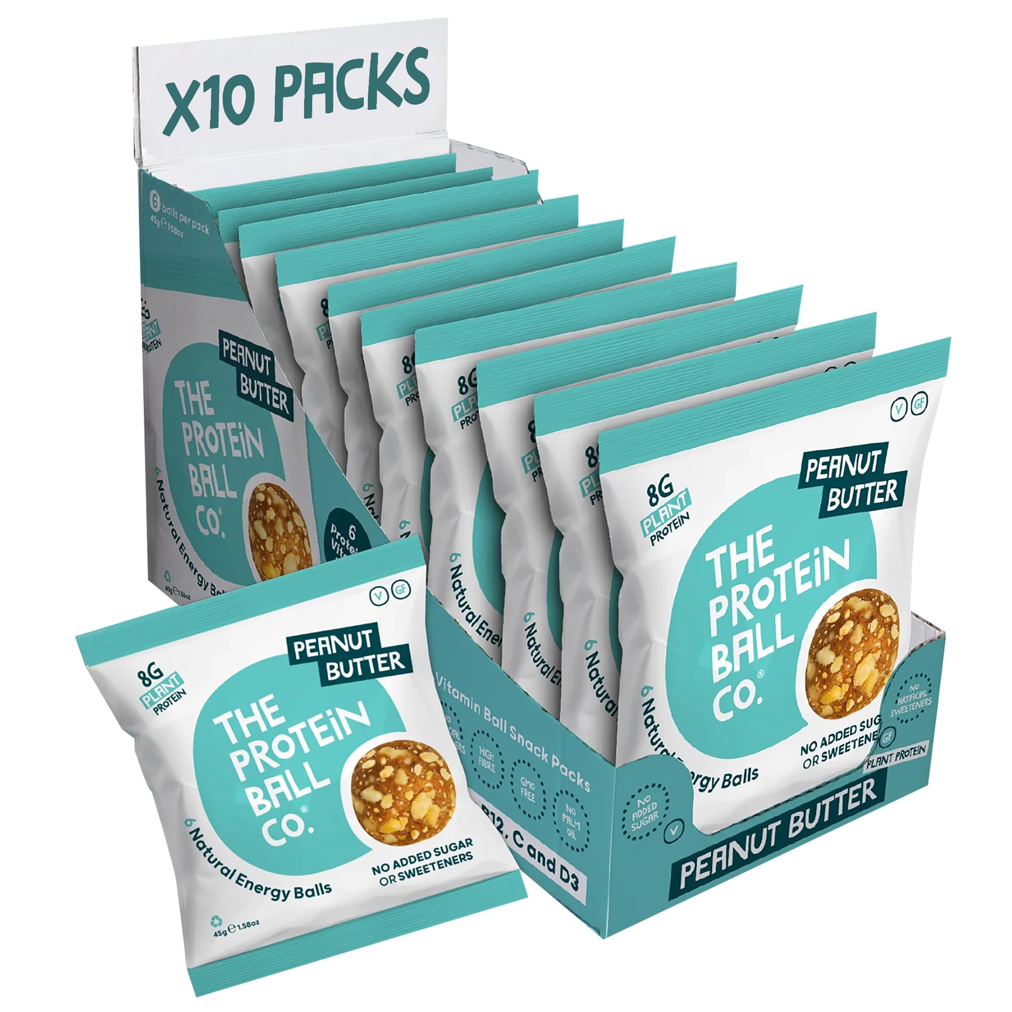 The Protein Ball Co Protein + Vitamin Balls - 10x45g / Salted Caramel - Vegan Protein Balls