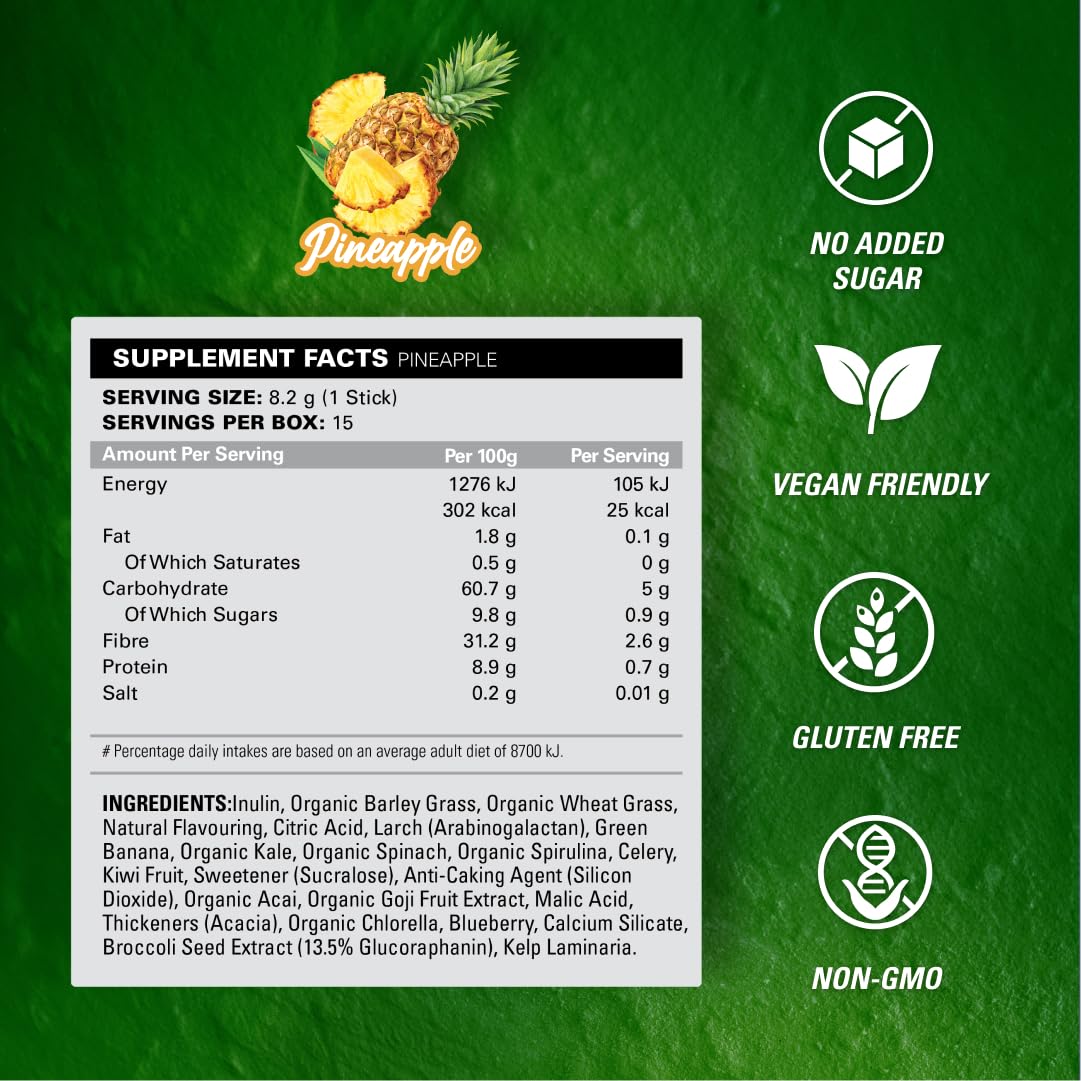 EHP Labs OxyGreens 15 Stick Pack 15x123g Pineapple