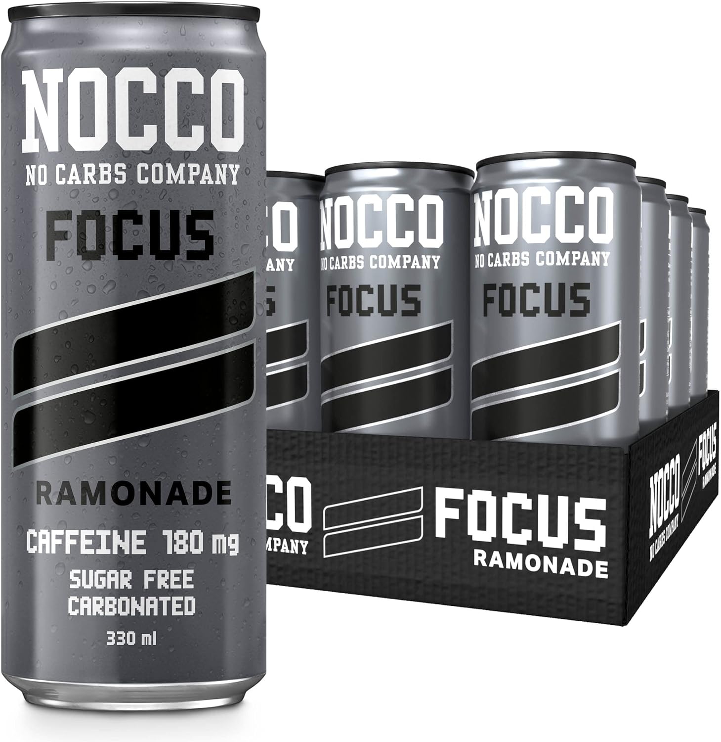 Twelve-pack of NOCCO FOCUS sugar free energy drinks for your boost