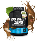 Hazelnut-flavored Biotech USA Iso Whey Zero Lactose Free protein powder for muscle recovery