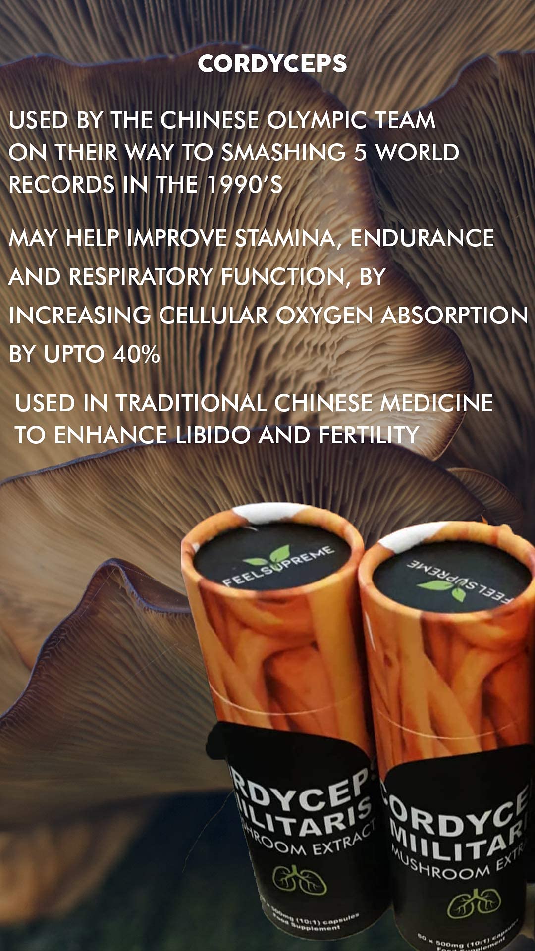 Feel Supreme Cordyceps Militaris Mushroom Capsules
