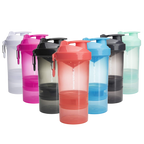 Set of colorful shaker bottles on a white background