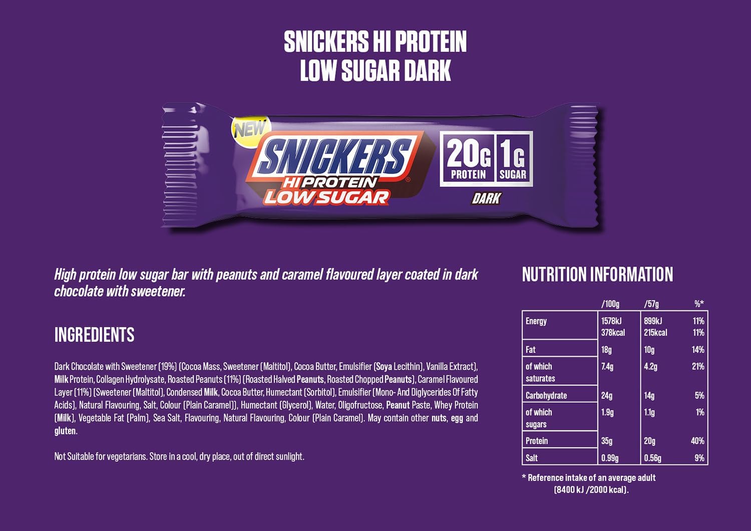 Snickers Low Sugar Protein Bar - Protein Bars