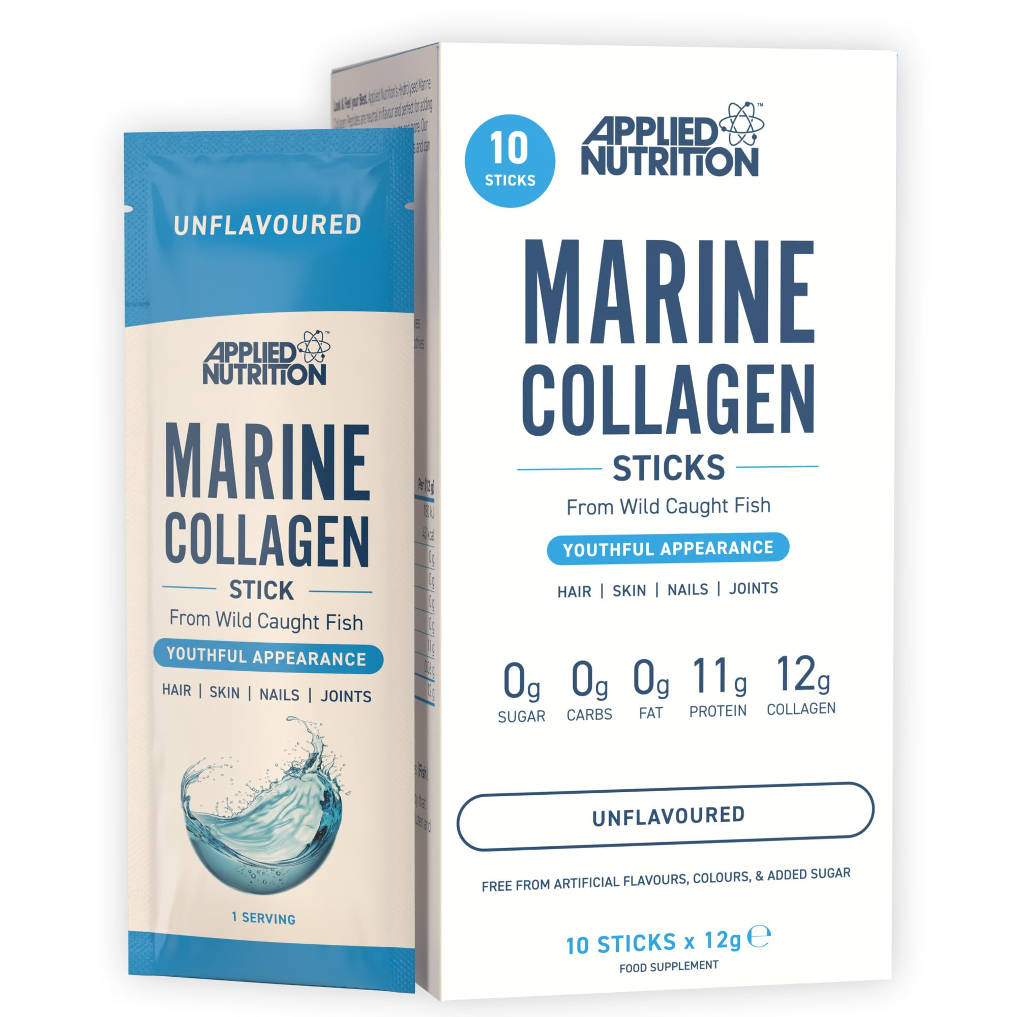 Applied Nutrition Marine Collagen Sticks - 12x12g / Unflavoured - Halal