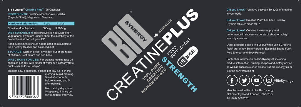 Bio-Synergy Creatine Strength 125 Vegan Capsules