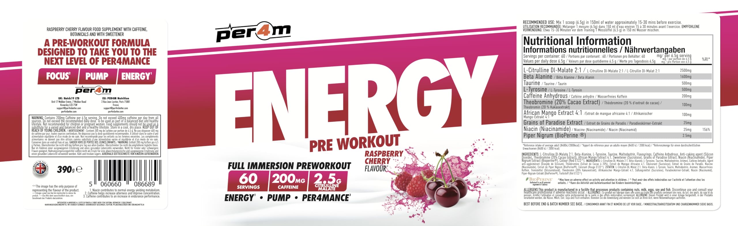 Per4m Energy Pre Workout - Pre-Workout Powder
