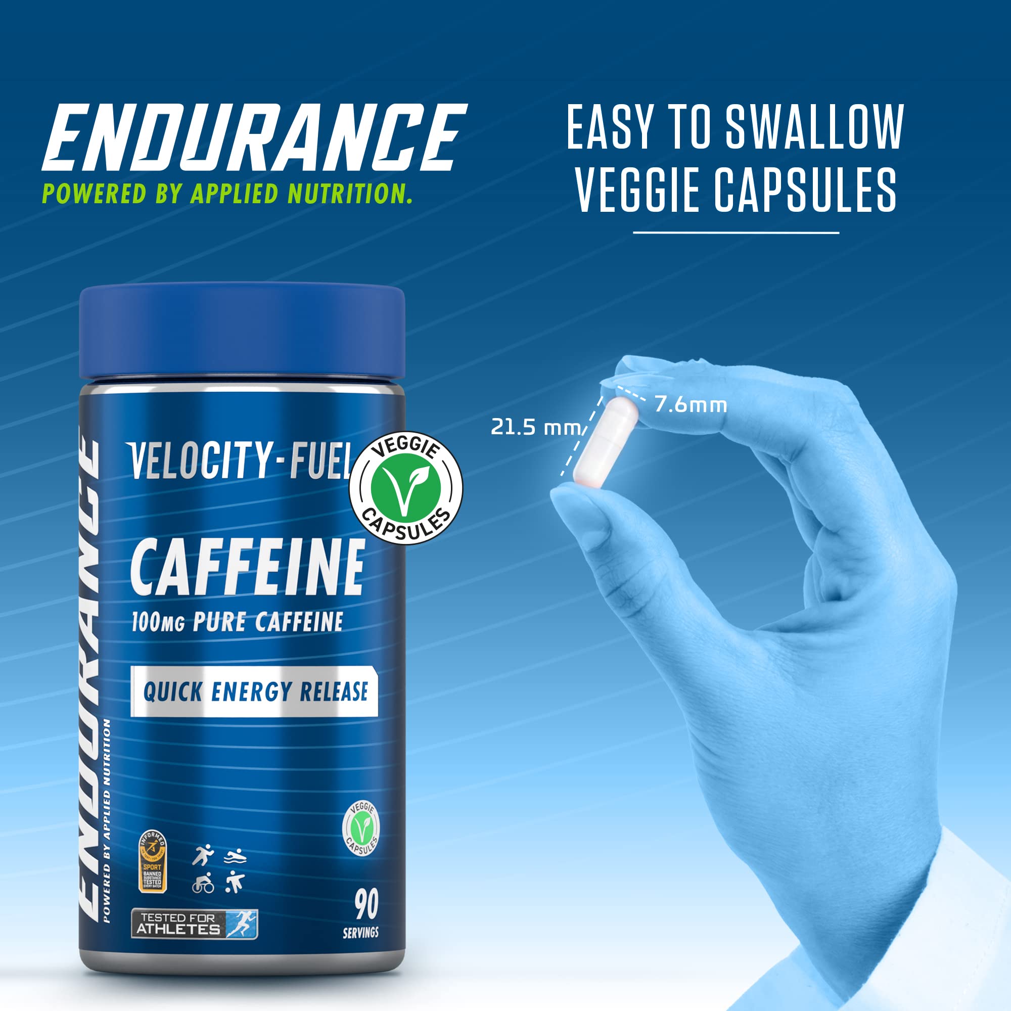 Applied Nutrition Endurance Pure Caffeine 90 Servings of 100mg
