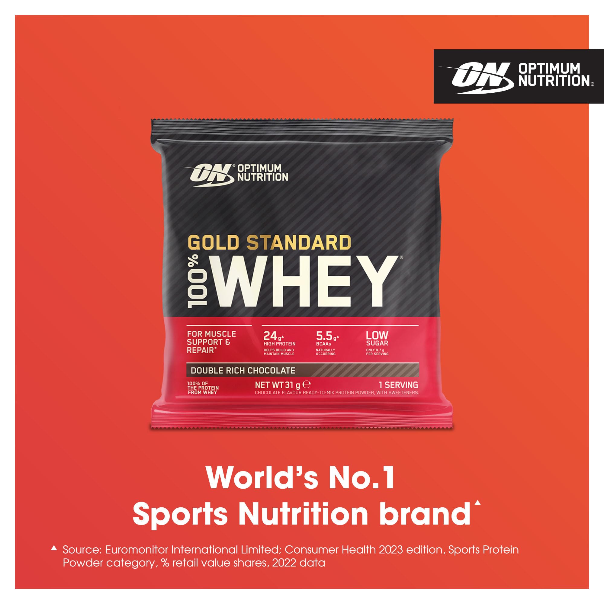 Optimum Nutrition Gold Standard 100% Whey Sachet with Chocolate flavor for fitness goals