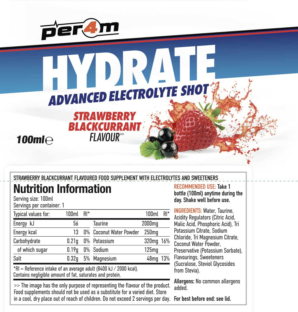 Per4m Hydrate Advanced Electrolyte Shot - Pre-Workout