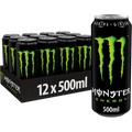 Monster Energy 12-pack with essential vitamins and maximum refreshment, one can displayed