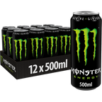 Monster Energy 12-pack with essential vitamins and maximum refreshment, one can displayed