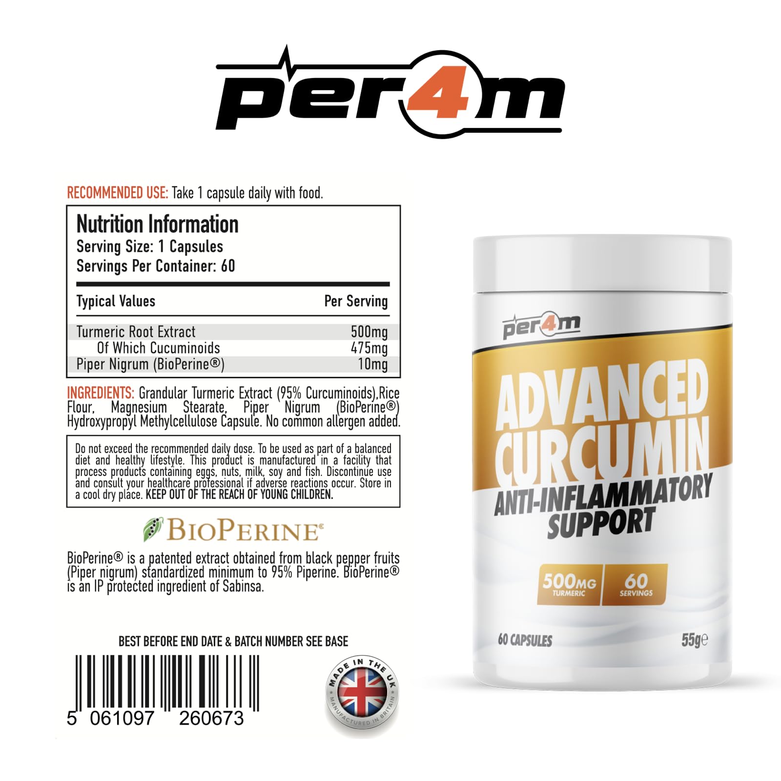 Per4m Curcumin - 60 Caps - Vitamins A-Z VIT002