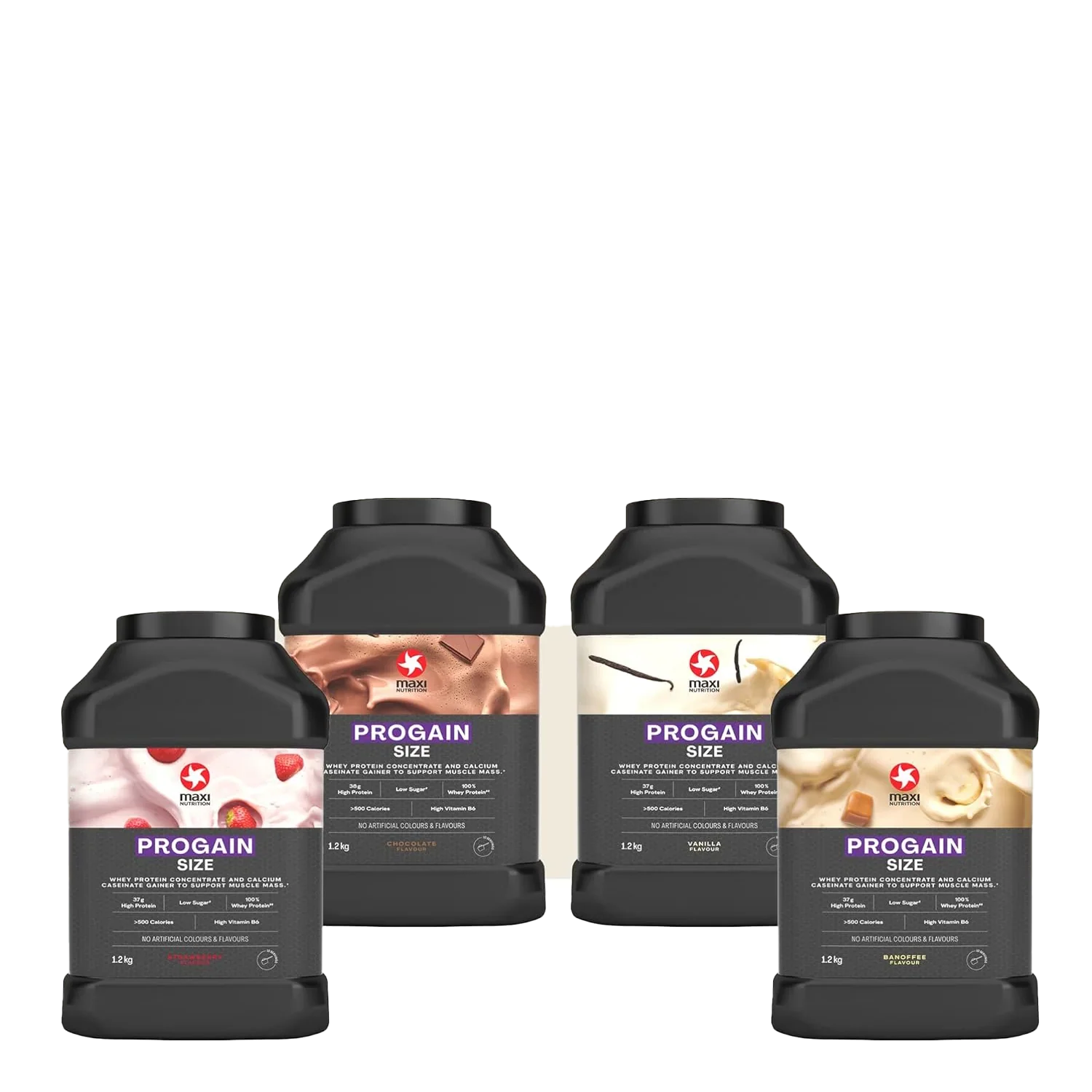 MaxiNutrition Progain 1.2kg high-quality whey protein tubs with Informed Sport seal
