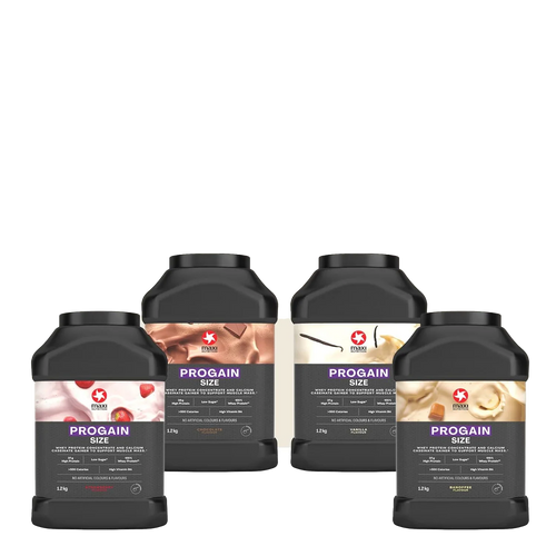 MaxiNutrition Progain 1.2kg high-quality whey protein tubs with Informed Sport seal