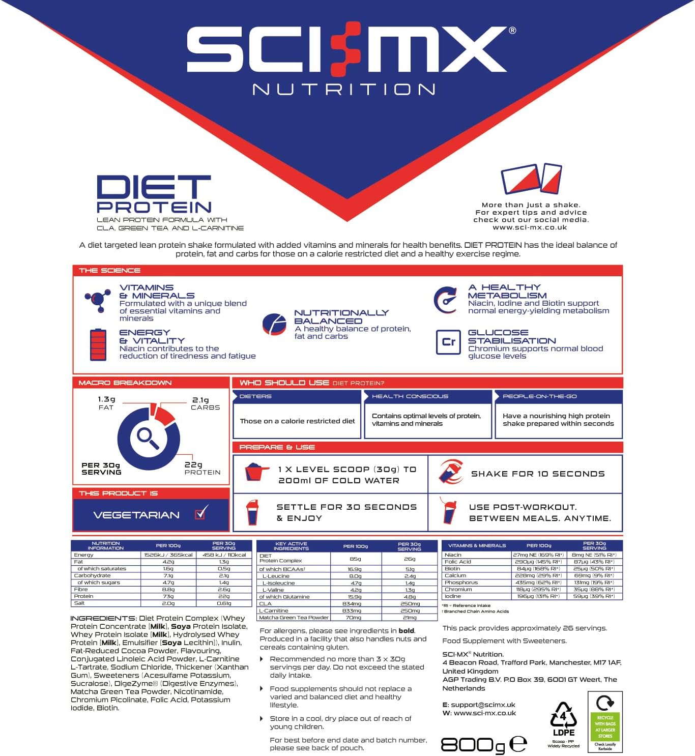 Sci-MX Diet Protein - Diet Whey Protein Powder