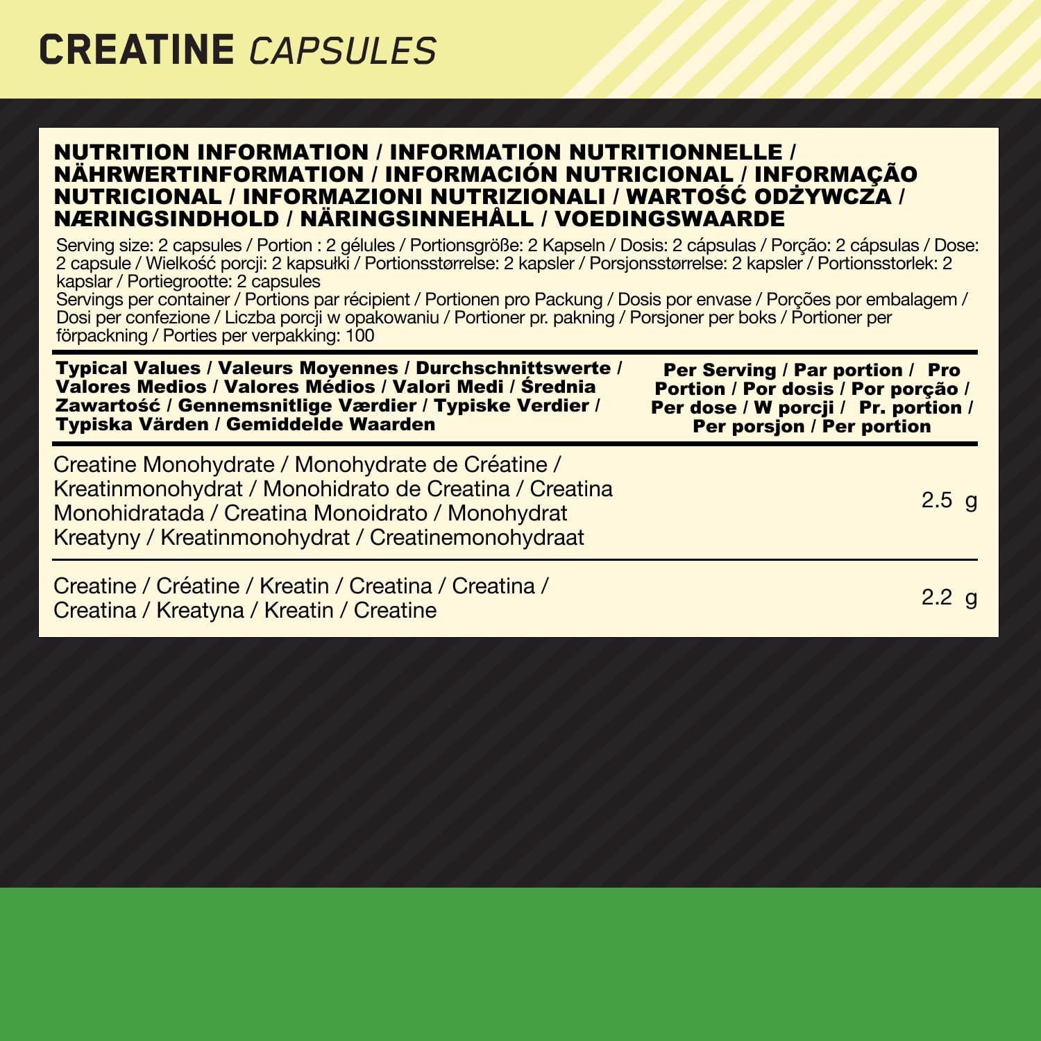 Optimum Nutrition Creatine 2500mg - 200 Caps - Creatine Capsules
