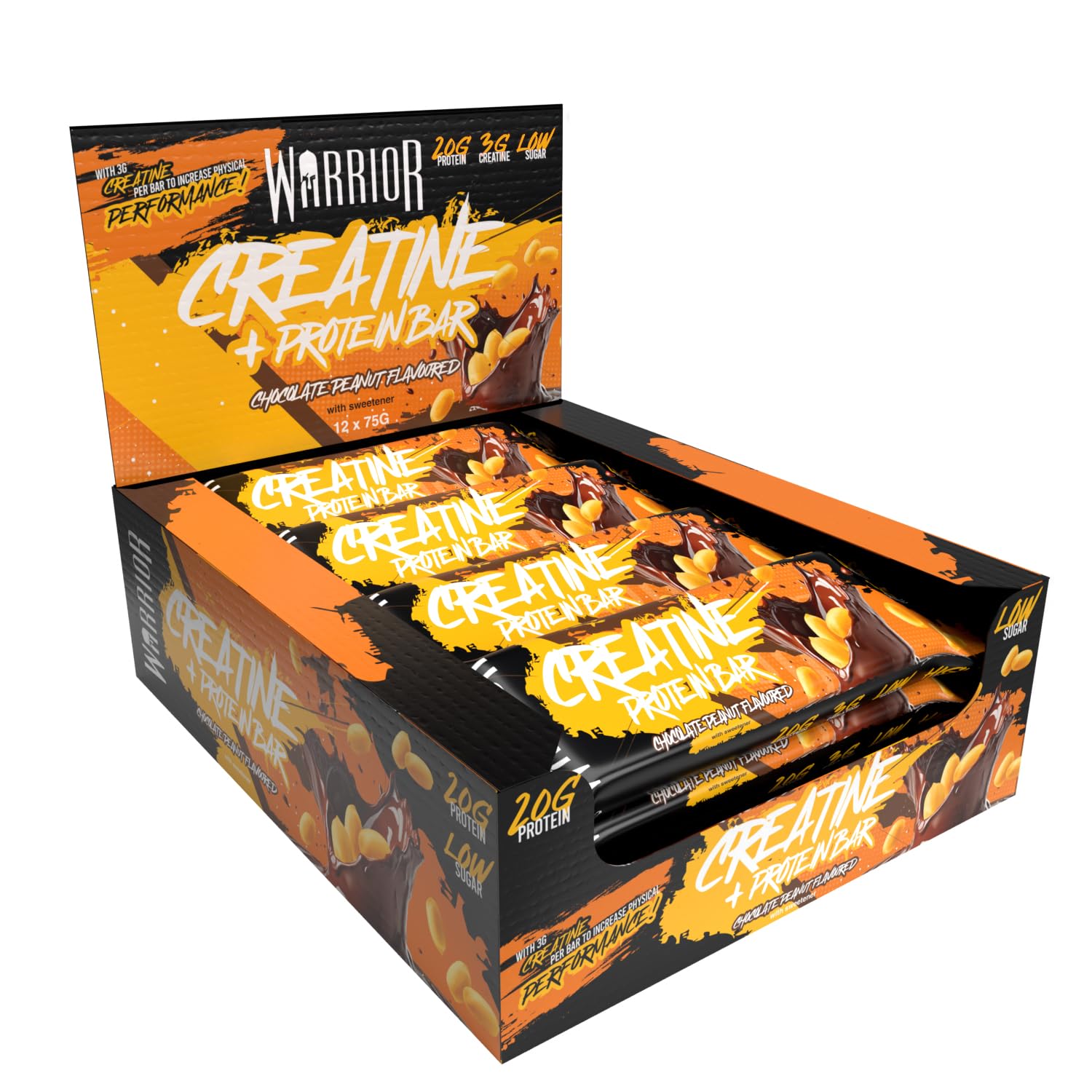 Warrior Creatine Bars - 12x75g / Chocolate Peanut - Protein Bars