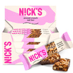 Nick’s Nut Bar vegan nut with cocoa butter in display box with broken pieces