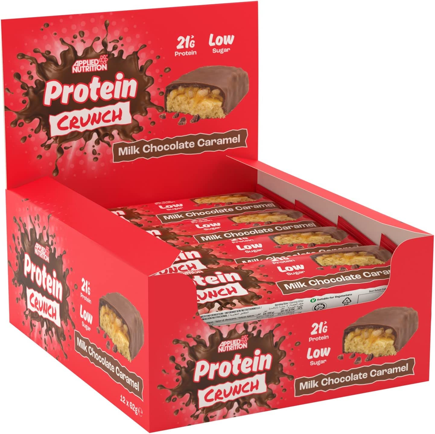 Applied Nutrition Protein Crunch Bar - 12x62g / Milk Chocolate Caramel - Protein Bars