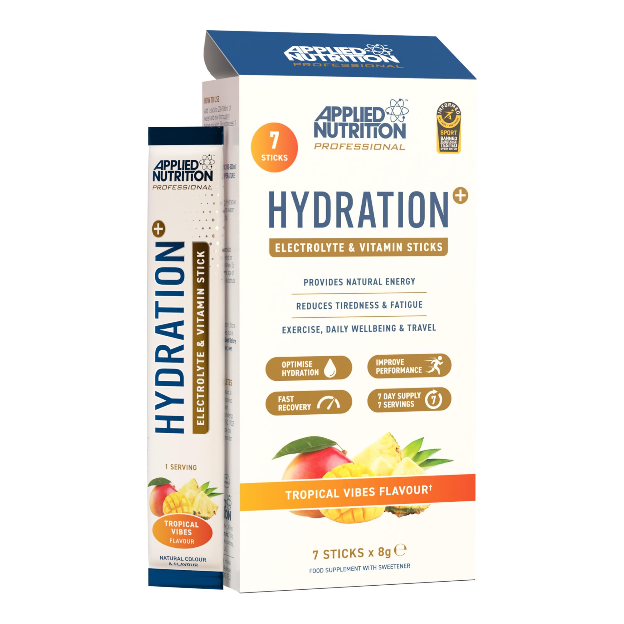 Applied Nutrition Hydration + Electrolyte & Vitamin Powder Sticks - 7x8g / Tropical Vibes - British Brands