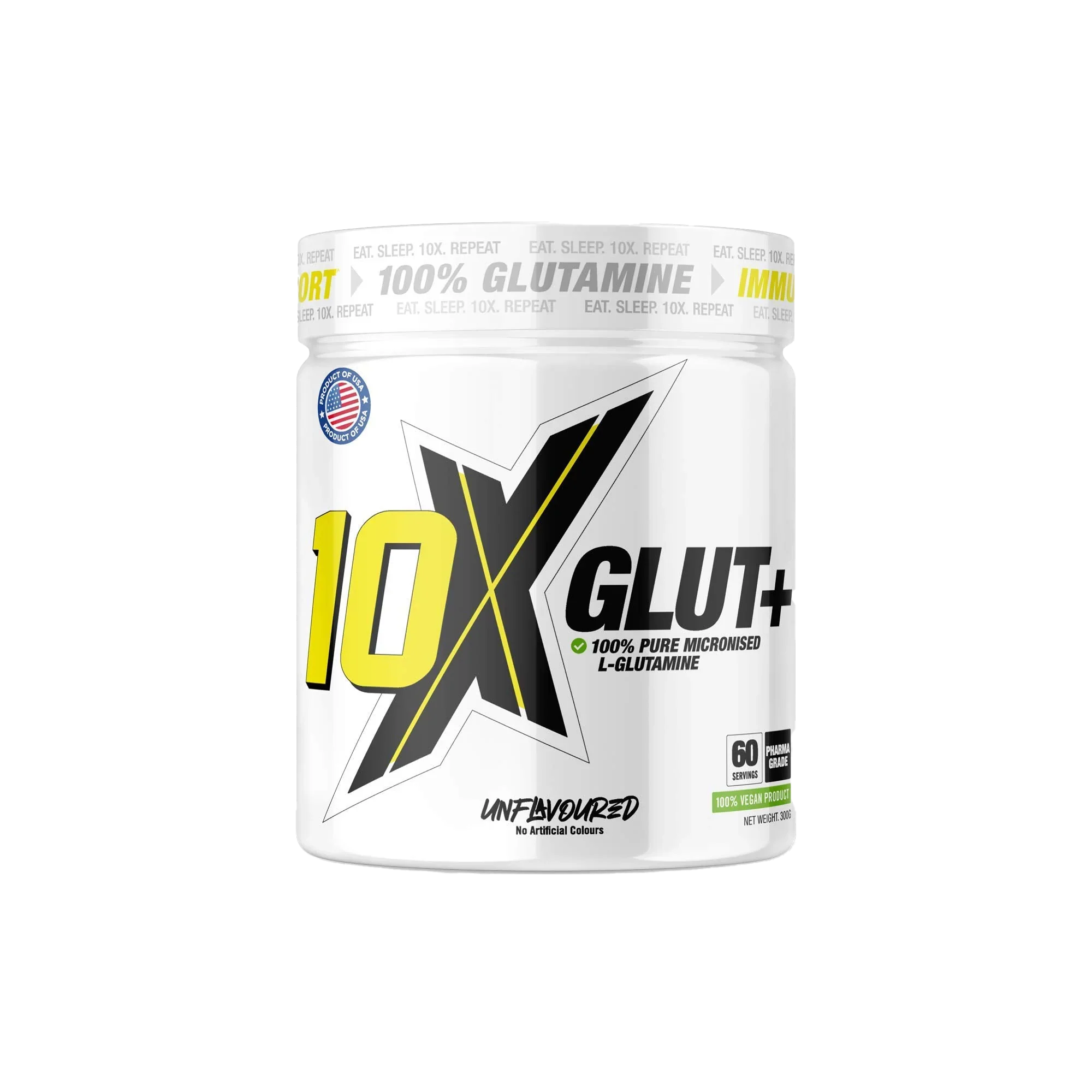 10X Athletic GLUT + - 300g / Unflavoured - Glutamine Powder