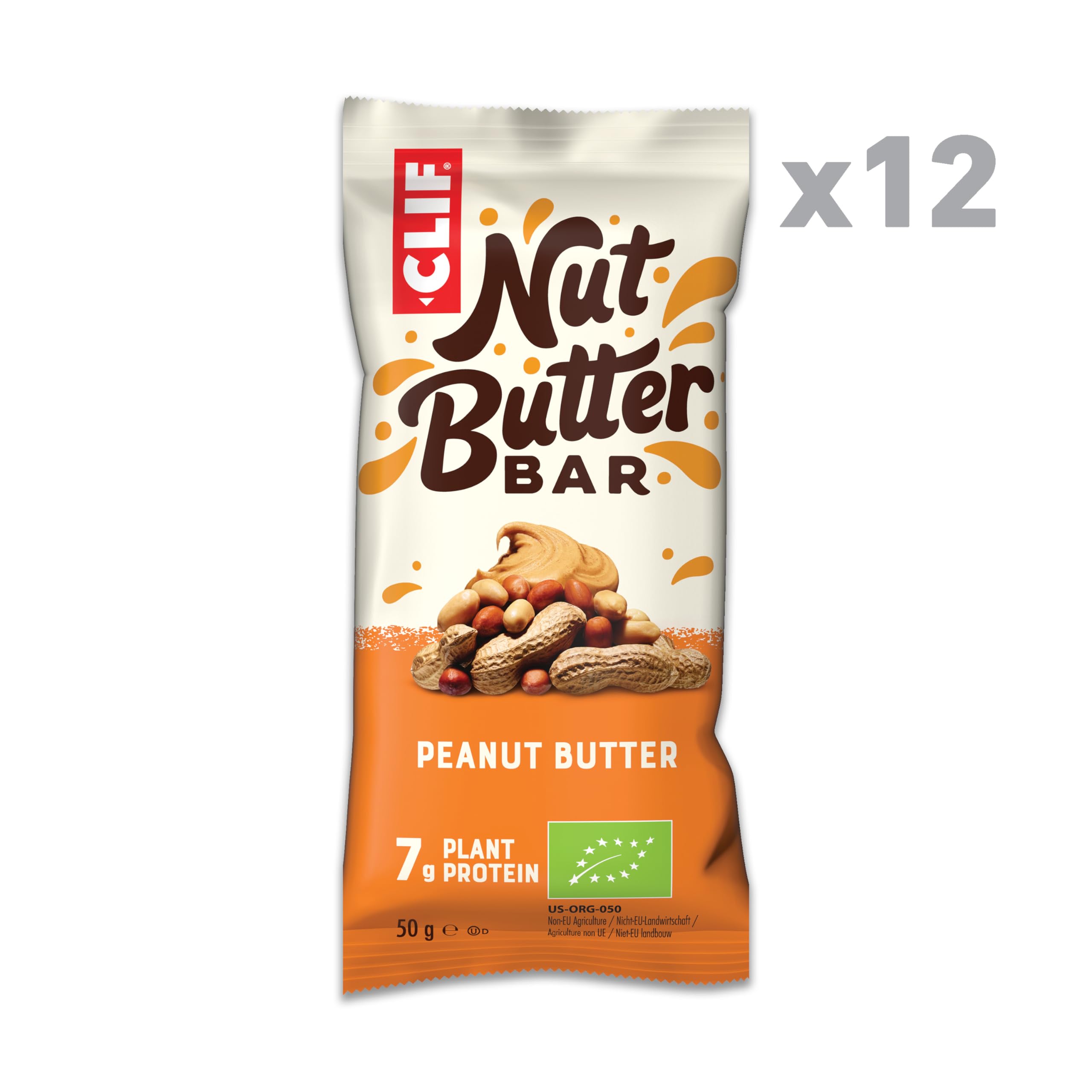 Clif Nut Butter Bar with creamy peanut butter, 7g plant protein, pack of 12