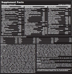 Animal Pak nutritional supplement facts label showcasing great-tasting powder details