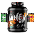 Black TWP All The Whey protein container with Battenberg cake flavor and 21g protein