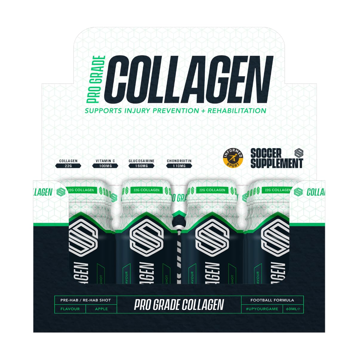 Soccer Supplement Collagen Shot - 12x60ml / Apple - Bovine Collagen Shots