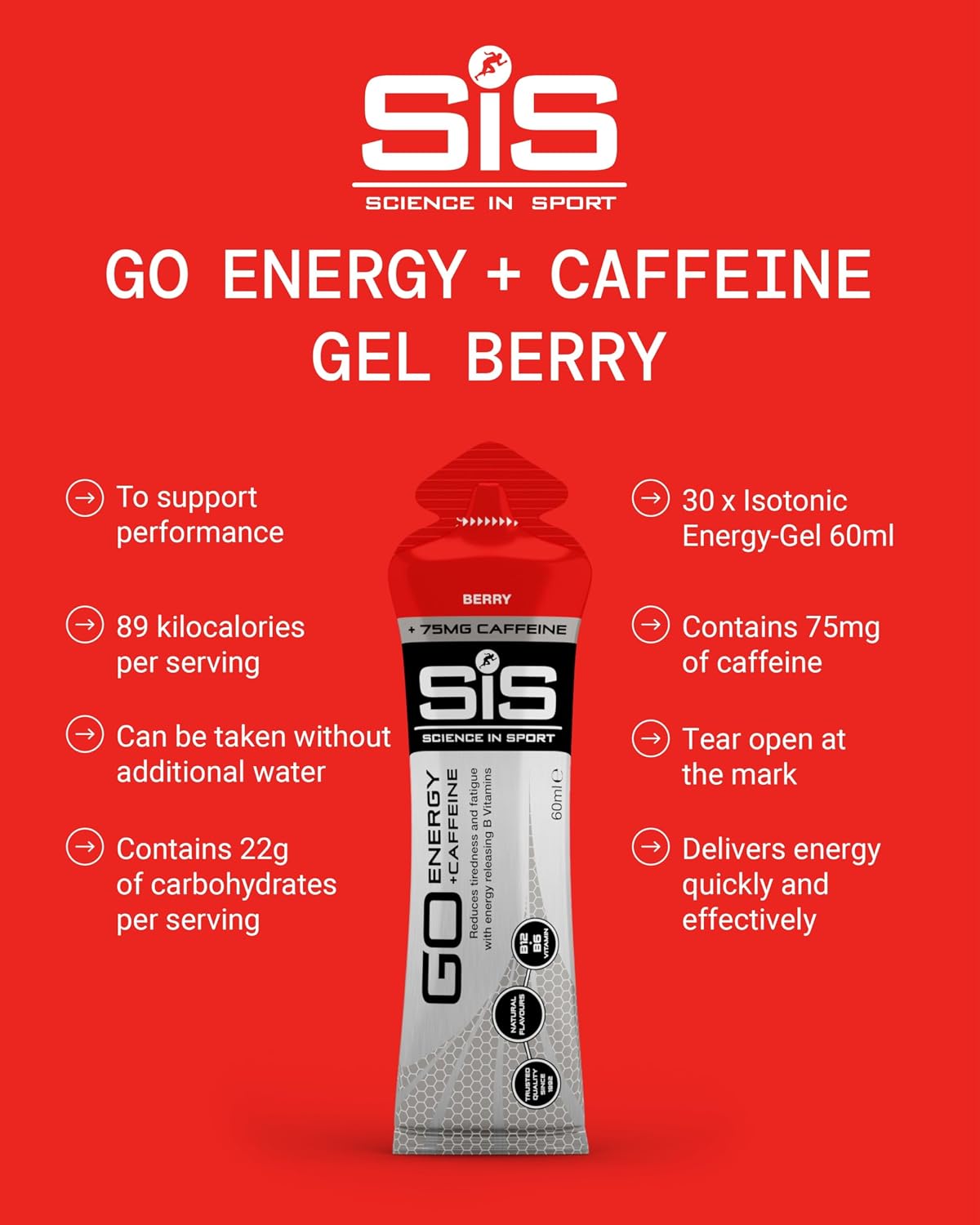 SIS (Science In Sport) GO Energy + Caffeine Gel 30 x 60ml