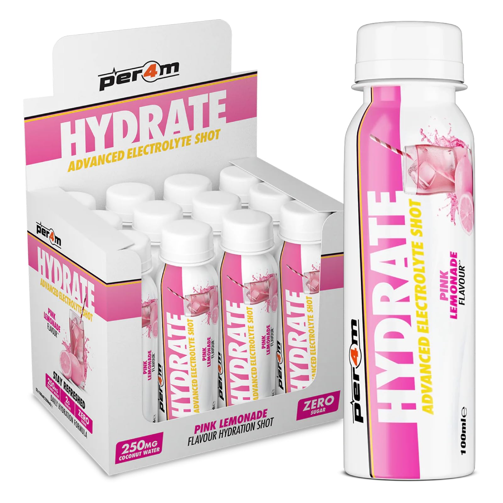 Per4m Hydrate Advanced Electrolyte Shot - 12x100ml / Pink Lemonade - Pre-Workout