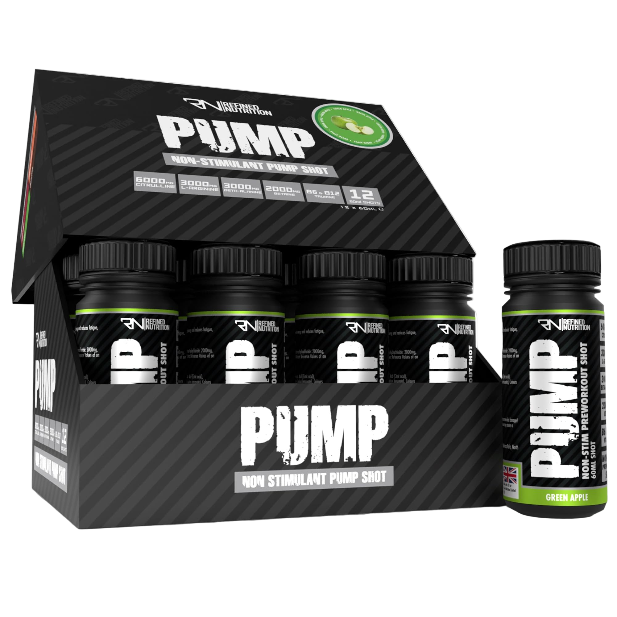 Refined-Nutrition-PUMP-Pre-Workout-Shots--Green-Apple - MyGymSupplements