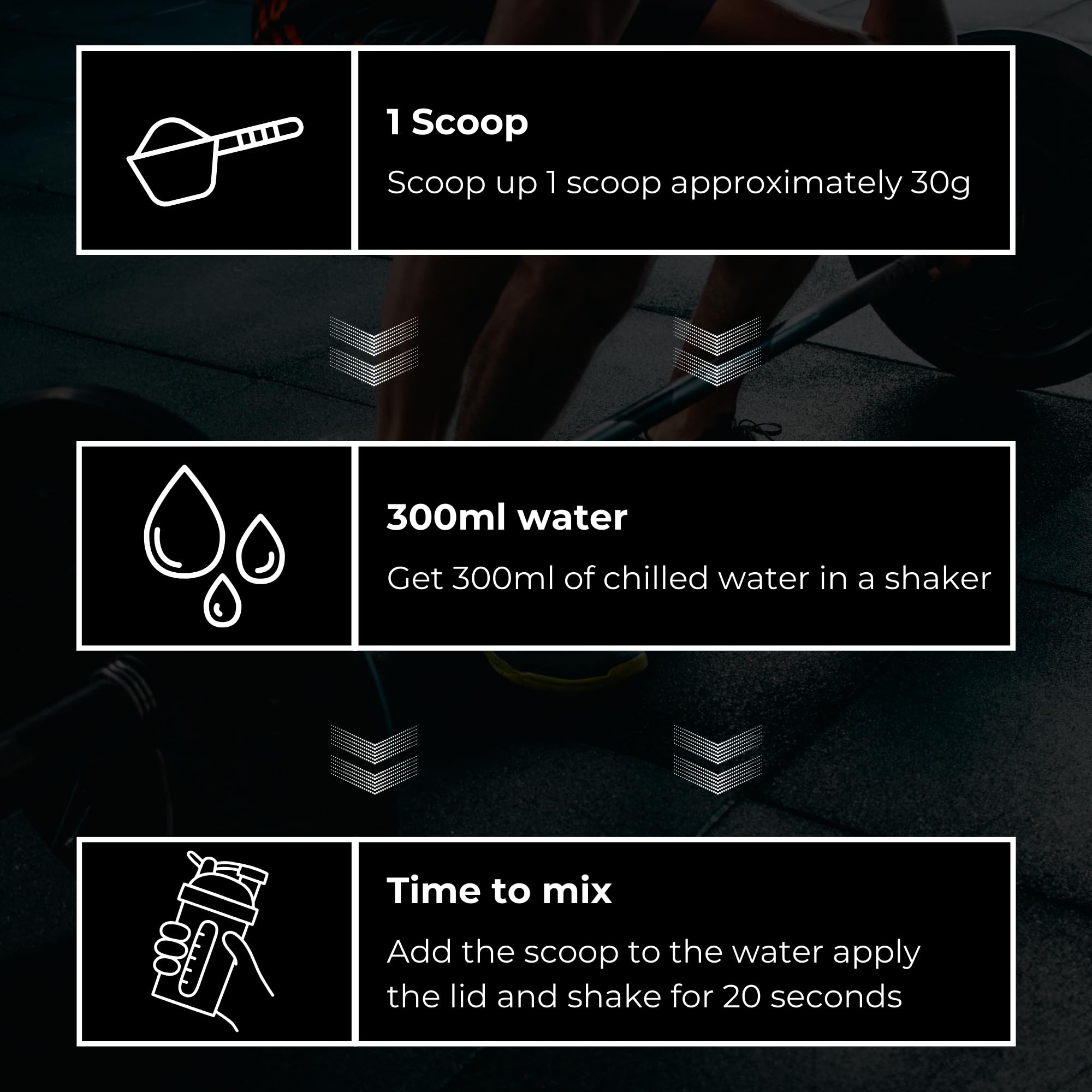 Instructions for mixing Outangled Beef Iso Plus protein shake with beef protein isolate