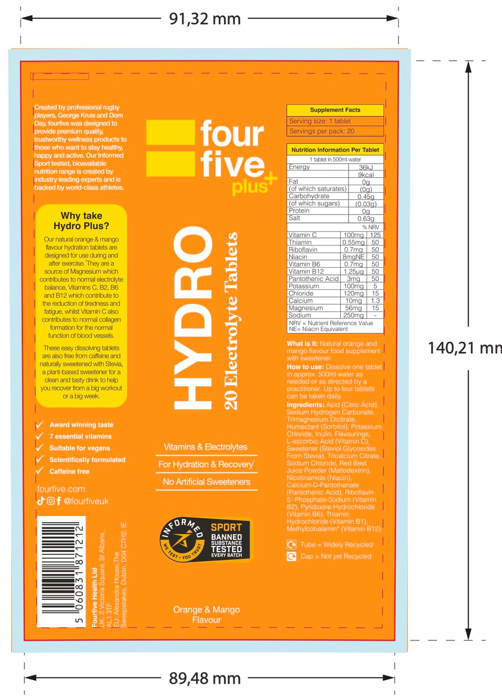 FourFive Hydro Plus Effervescent Tablets 8x20 Tabs