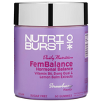 Purple Nutriburst Fembalance container with strawberry gummies for hormonal balance and dong quai