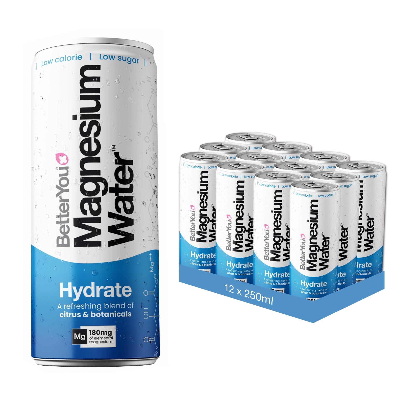 BetterYou Magnesium Water Hydrate - 12x250ml / Citrus & Botanicals - Hydration Ready-To-Drinks