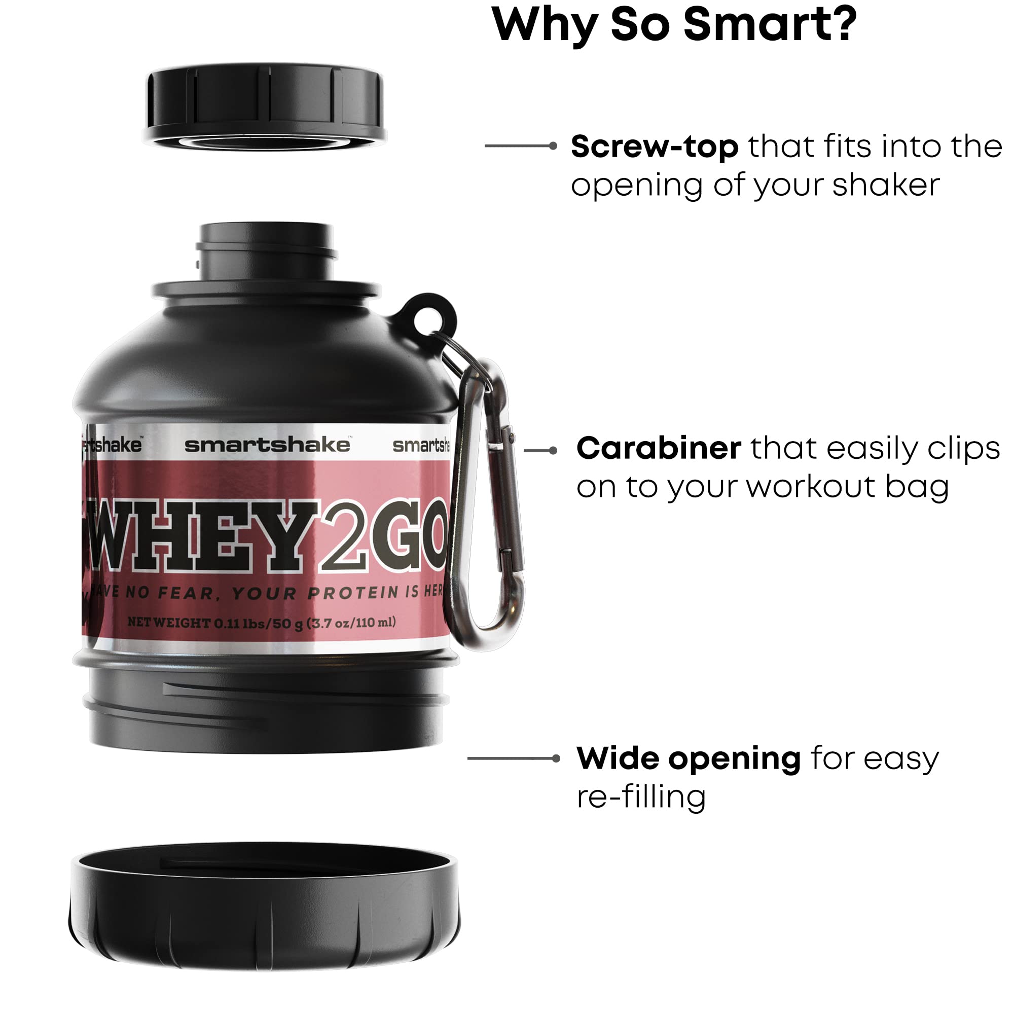SmartShake Whey2Go Funnel 50ml Black/Brown - 110ml - Powder Funnel