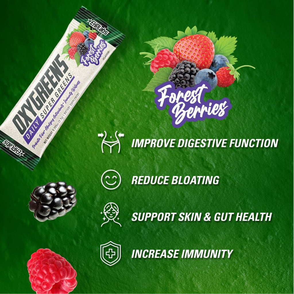 EHP Labs OxyGreens 15 Stick Pack 15x115.5g Forest Berries - Spirulina