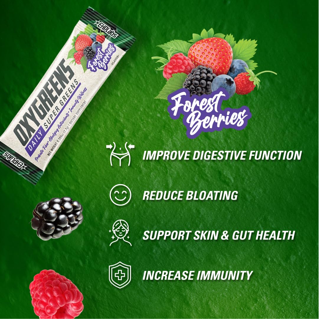 EHP Labs OxyGreens 15 Stick Pack 15x115.5g Forest Berries - Spirulina