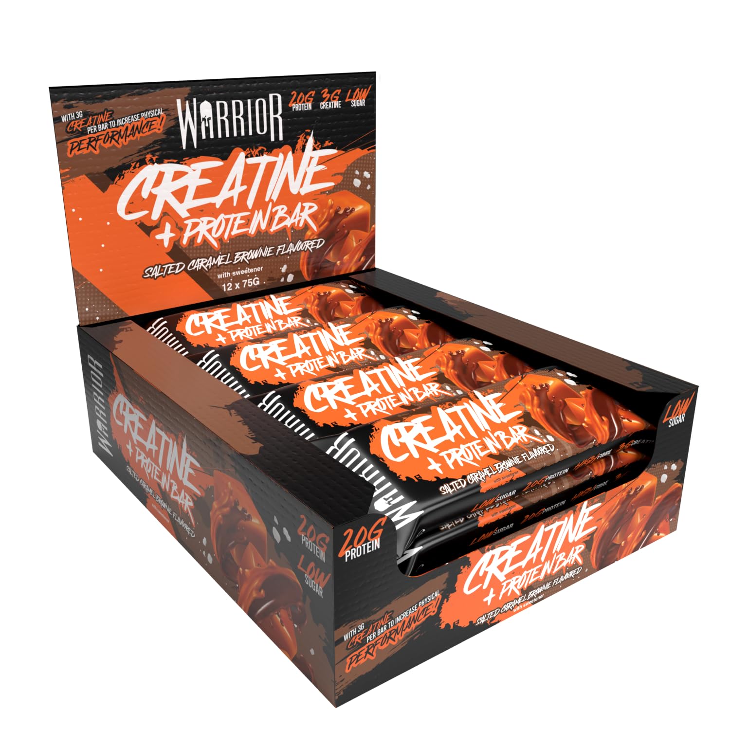 Warrior Creatine Bars - 12x75g / Salted Caramel Brownie - Protein Bars