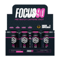 Display of Focus 90 pre-match caffeine shots with packaging on a white background