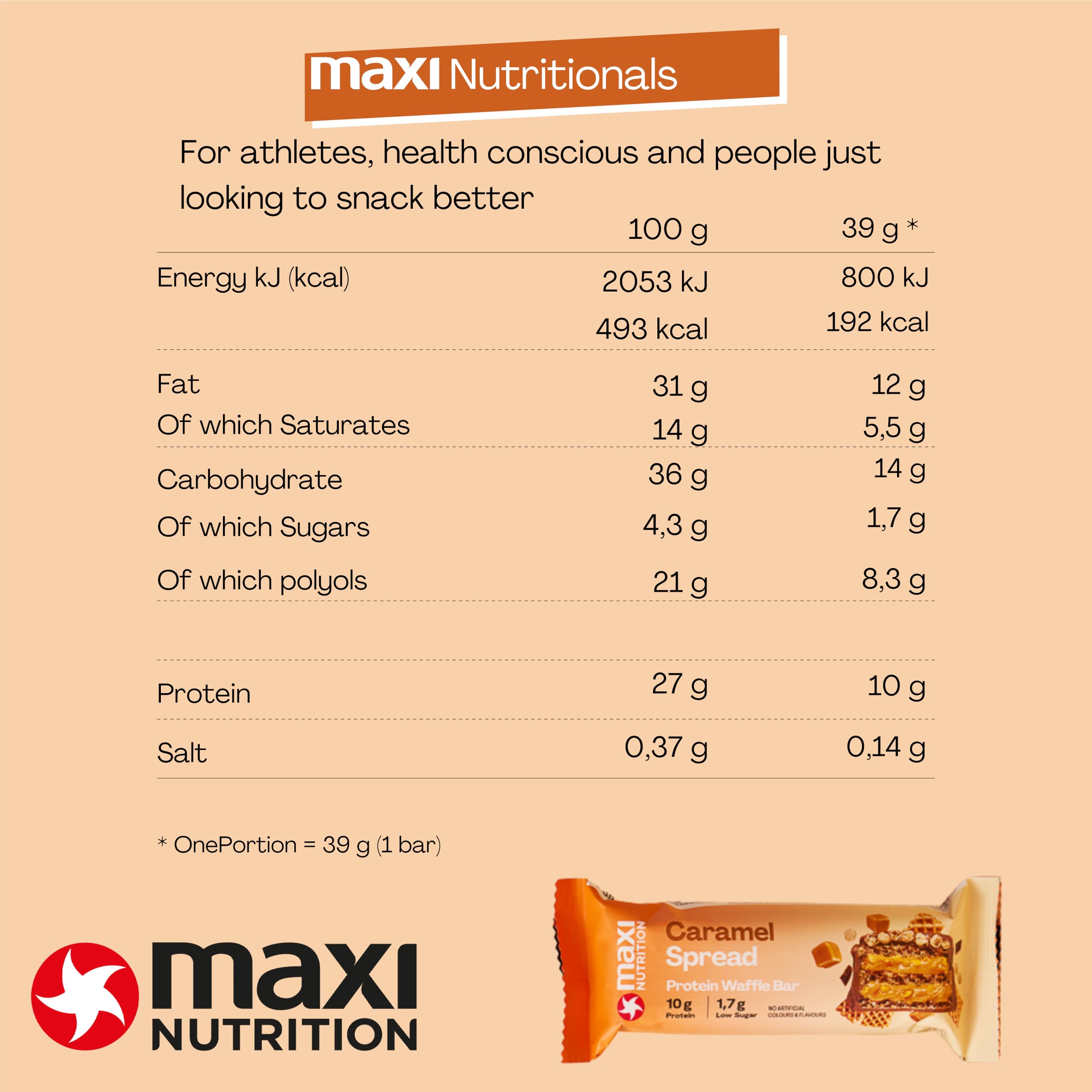 MaxiNutrition Protein Waffle Bar - Protein Bars
