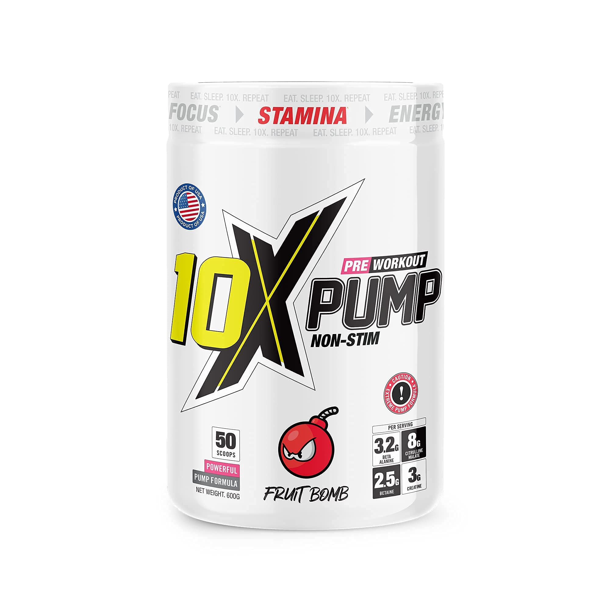 10X Athletic PUMP - 600g / Fruit Bomb - Pre-Workout Powder