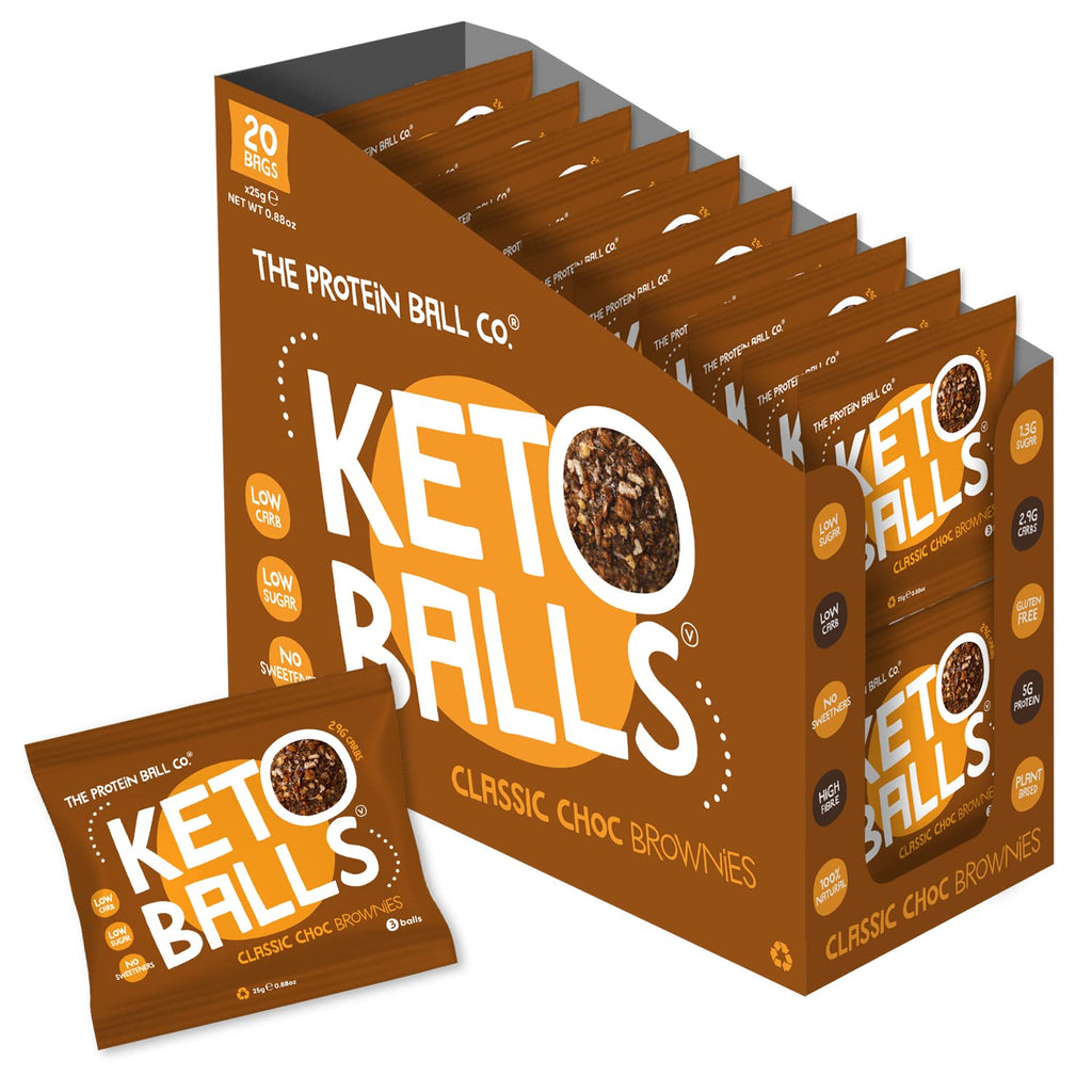 Display of The Protein Ball Co Keto Balls, tasty peanut butter protein snacks