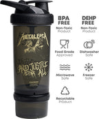 Black SmartShake Revive shaker with chilli peppers design, BPA-free, dishwasher safe, stackable storage
