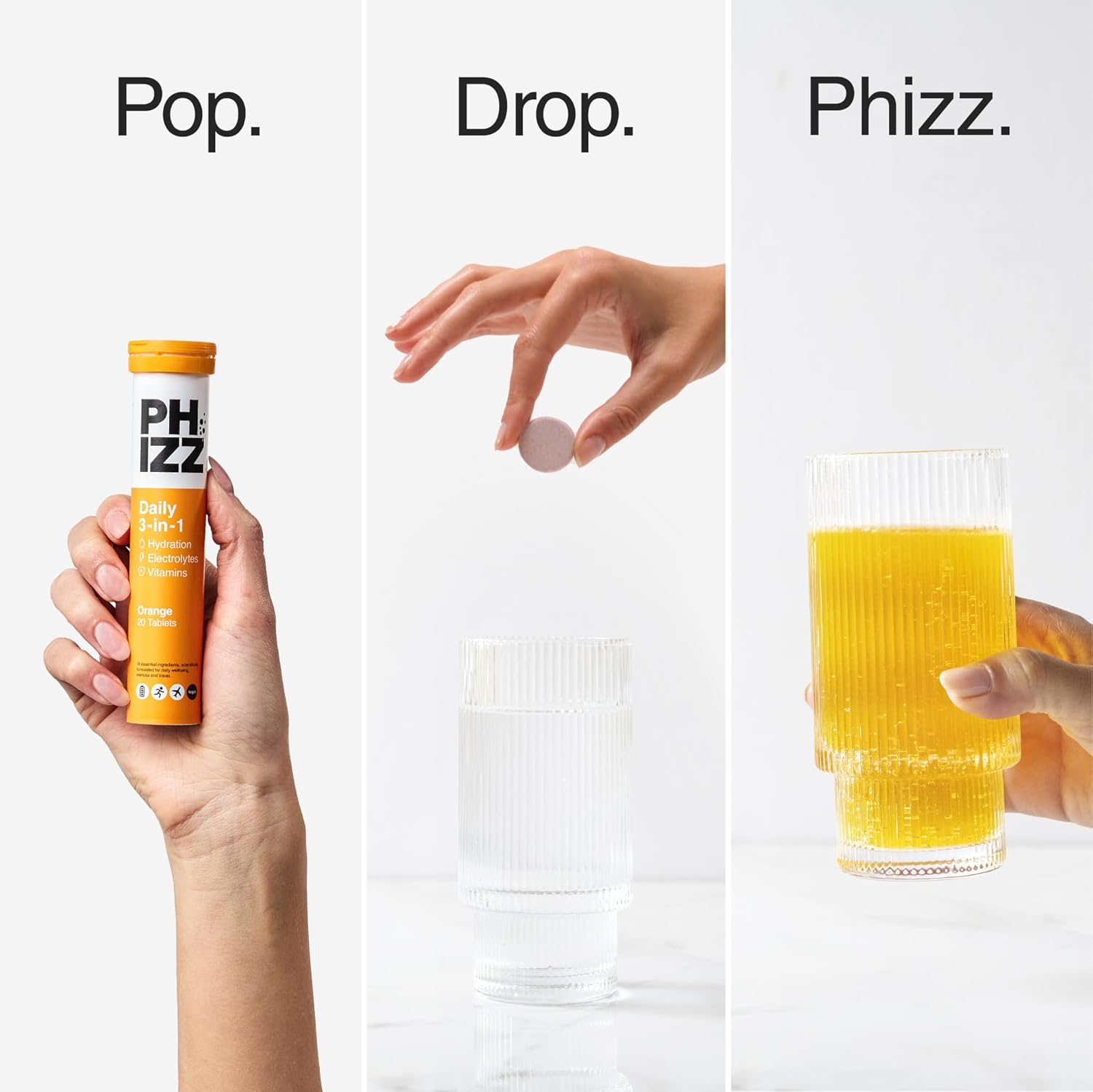Phizz 3-in-1 Multivitamin & Rehydration Electrolyte Effervescent - Hydration Tablets