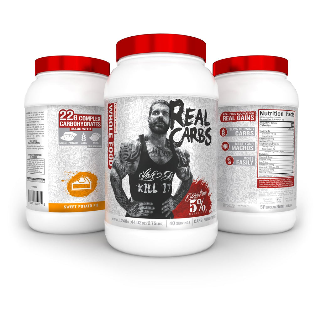 Rich Piana Nutrition Real Carbs 1248g Sweet Potato Pie flavor with nutrition info