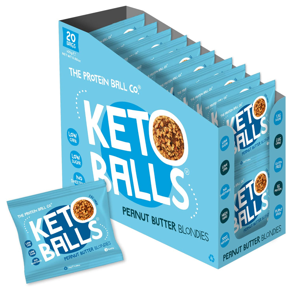 Box of 20 Keto Balls Peanut Butter Blondies protein snacks low carb low sugar no sweeteners