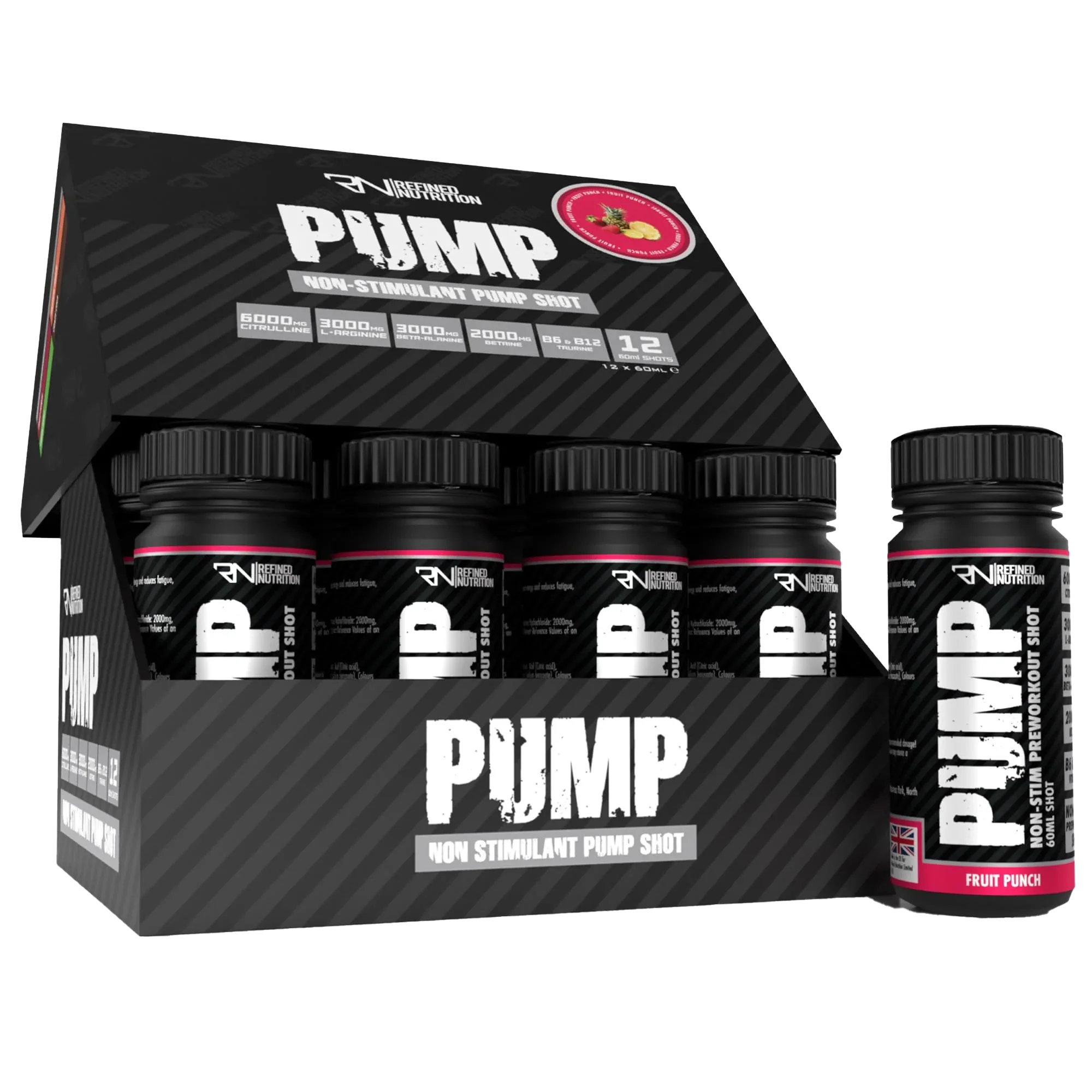 Refined-Nutrition-PUMP-Pre-Workout-Shots--Fruit-Punch - 12x60ml / Fruit Punch - Pre-Workout Shots