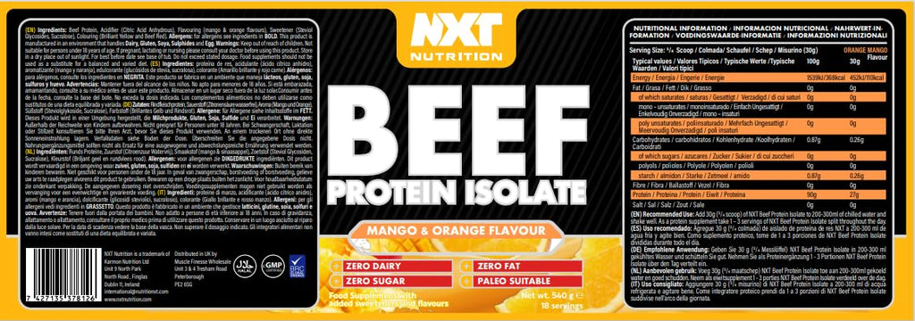 NXT Nutrition Beef Protein Isolate 540g